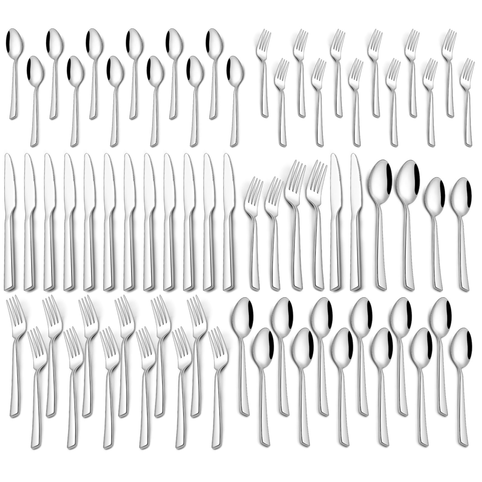 Photo 1 of 60 Piece Silverware Set For 12, Stainless Steel Flatware/Tableware Set Include Spoons/Forks/Knives, Yoehka Mirror Polished Cutlery Set For Home Kitchen Restaurant Hotel, Durable,Dishwasher Safe