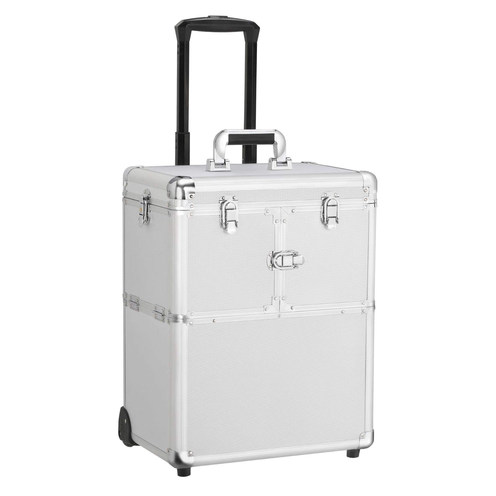 Yaheetech Professional Rolling Makeup Case Cosmetic Train Case Loakable Beauty Trolley Large