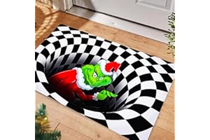 ZITOOP Christmas Door mat, Christmas Non-Slip Visual Door Mat, 3D Visual Illusion Fluffy Carpet, Illusion Doormat, for Christmas Indoor Outdoor Home Party (50 * 80Black), ZITOOP-P6