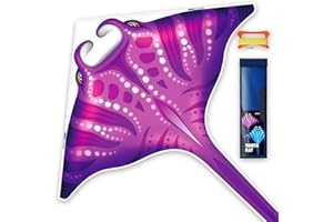 SGftre Manta Ray Blue Kites for Kids Ages 8-12 ，Extremely Easy to Fly for Beginners for Adult and Kids