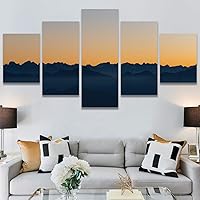 SIGNWIN 5 Panel Canvas Wall Art Orange Sunset for Home Decorations Ready to Hang - 60