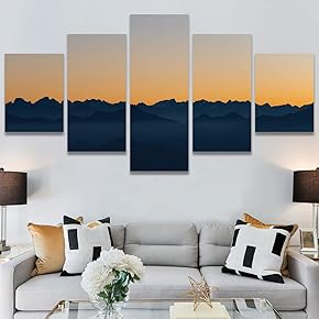 SIGNWIN 5 Panel Canvas Wall Art Orange Sunset...