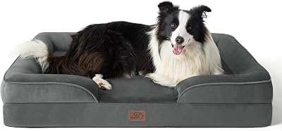 Bedsure Large Dog Sofa Bed Orthopedic Support 89x63x16cm Dark Grey