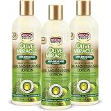 African Pride Olive Miracle Hair Moisturizing Lotion (3 Pack) enriched with olive and tea tree oil to prevent damage and seal