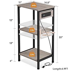 Asgolion Tall End Table with Charging Station, 3