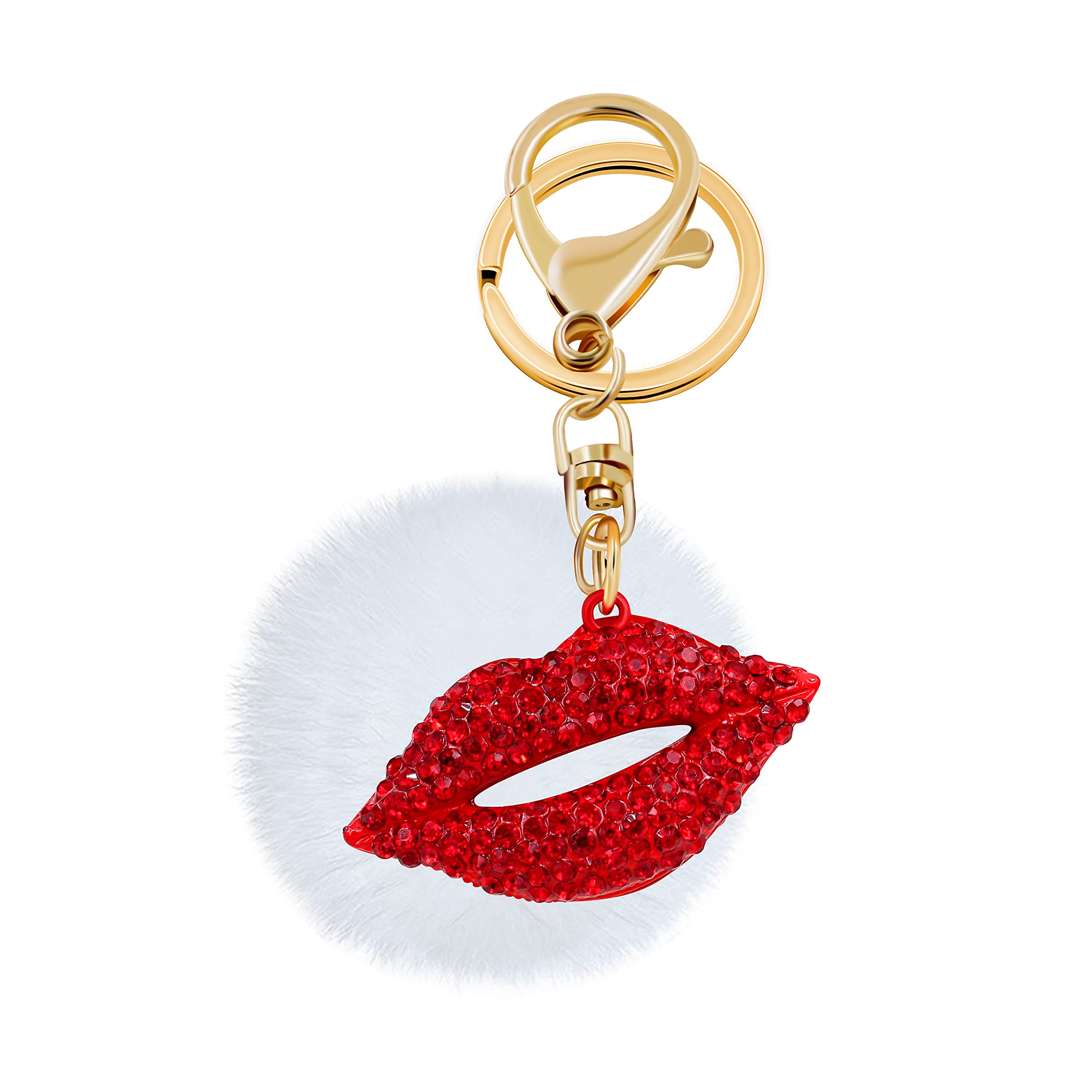 Uloveido Big 3D Hot Lips Shape Sparkling Charm Blingbling Keychains Crystal Rhinestone Pendant