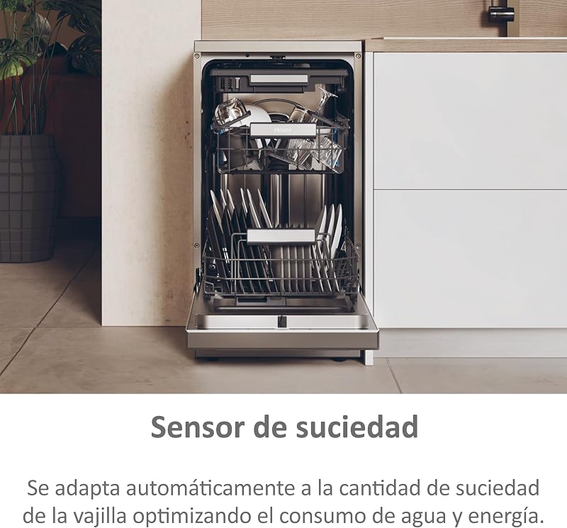 I-Pro Shine Series 5 XF1C3TB1FX, Lavavajillas Independiente 45CM, Motor Inverter, 11 Cubiertos, 3 Bandejas, 8 Ciclos, Wi-Fi, App hOn, Filtro Antibacterias, Apertura Automática, 43DB, Inox