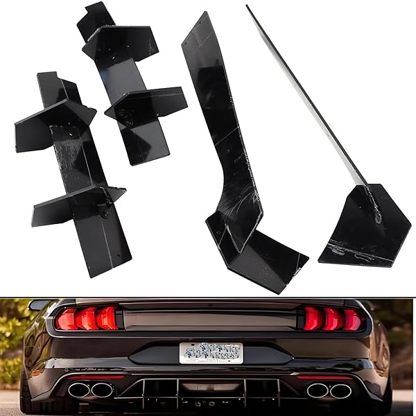 MUCO BUMPER DIFFUSER LIP FOR FORD MUSTANG 2015 2016 2017 2018 2019 2020 2021 2022 2023 V2 STYLE GLOSSY BLACK REAR DIFFUSER ABS REAR SPOILER LIP ONLY FIT WITH DUAL EXHAUST VERSION