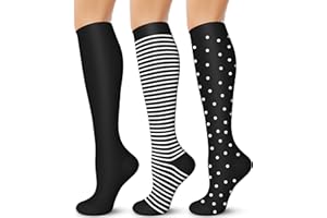 3/6 Pairs Compression Socks for Women & Men 15-20 mmHg - Best Support for Nurses, Running, Hiking, Recovery & Flight Socks