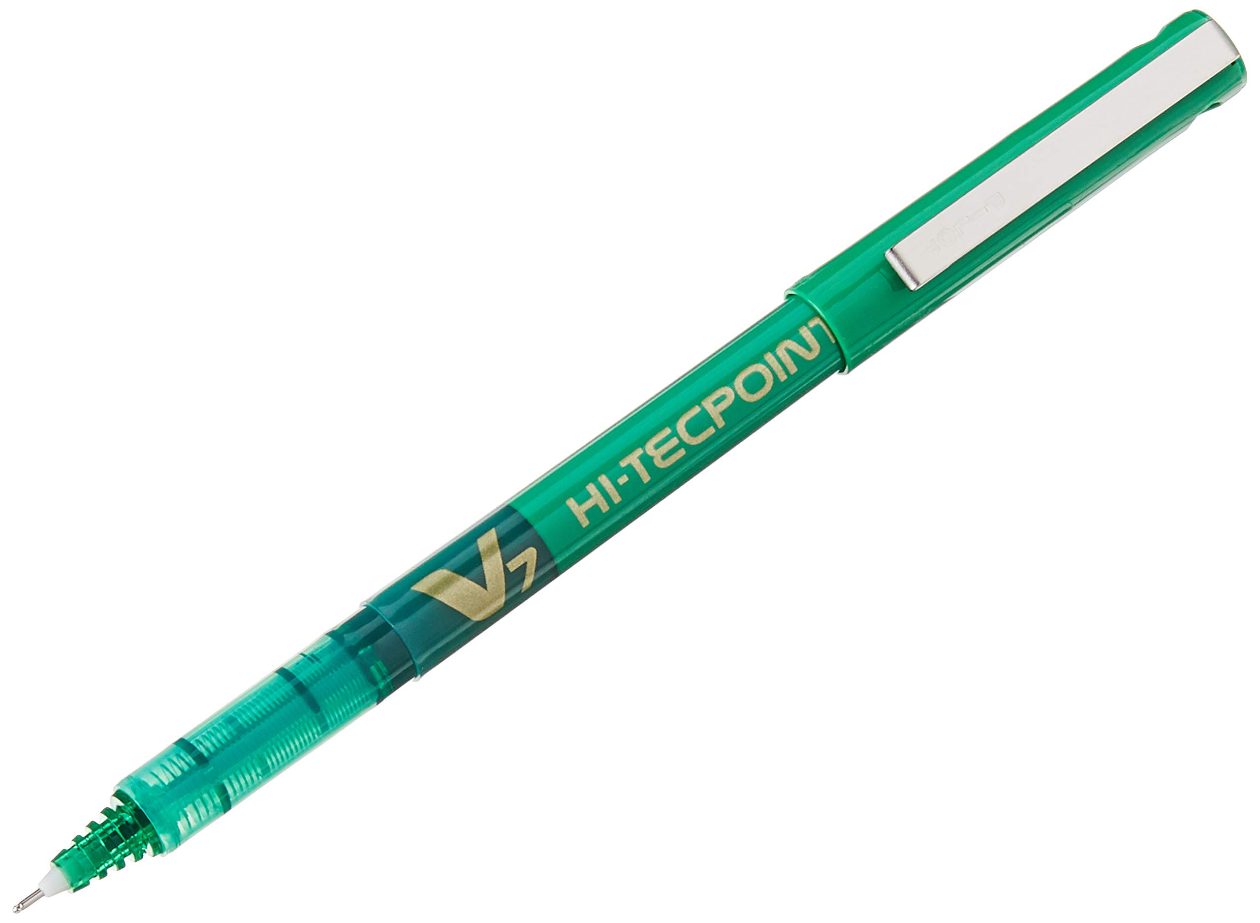 Pilot V7 Hi-Tecpoint Rollerball Pen, 0.7 mm Tip - Green, Box of 12