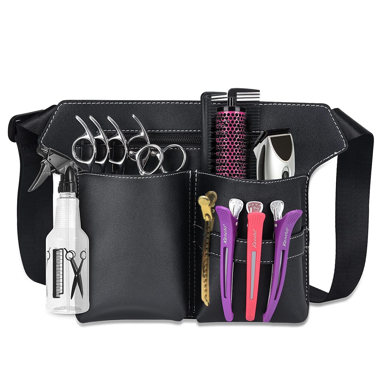 ieron Professional Scissor Bag, Beauty Hairdressing Pouch Barber Leather Waist Pouch, Salon Shoulder Organizer Kit Grooming Hair Stylist Scissor Holder Tool Bag