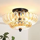 GloMuse Semi Flush Mount Ceiling Light Fixture Vinatge Black Ceiling Lights Mid Century Modern Glass Close to Ceiling Lightin