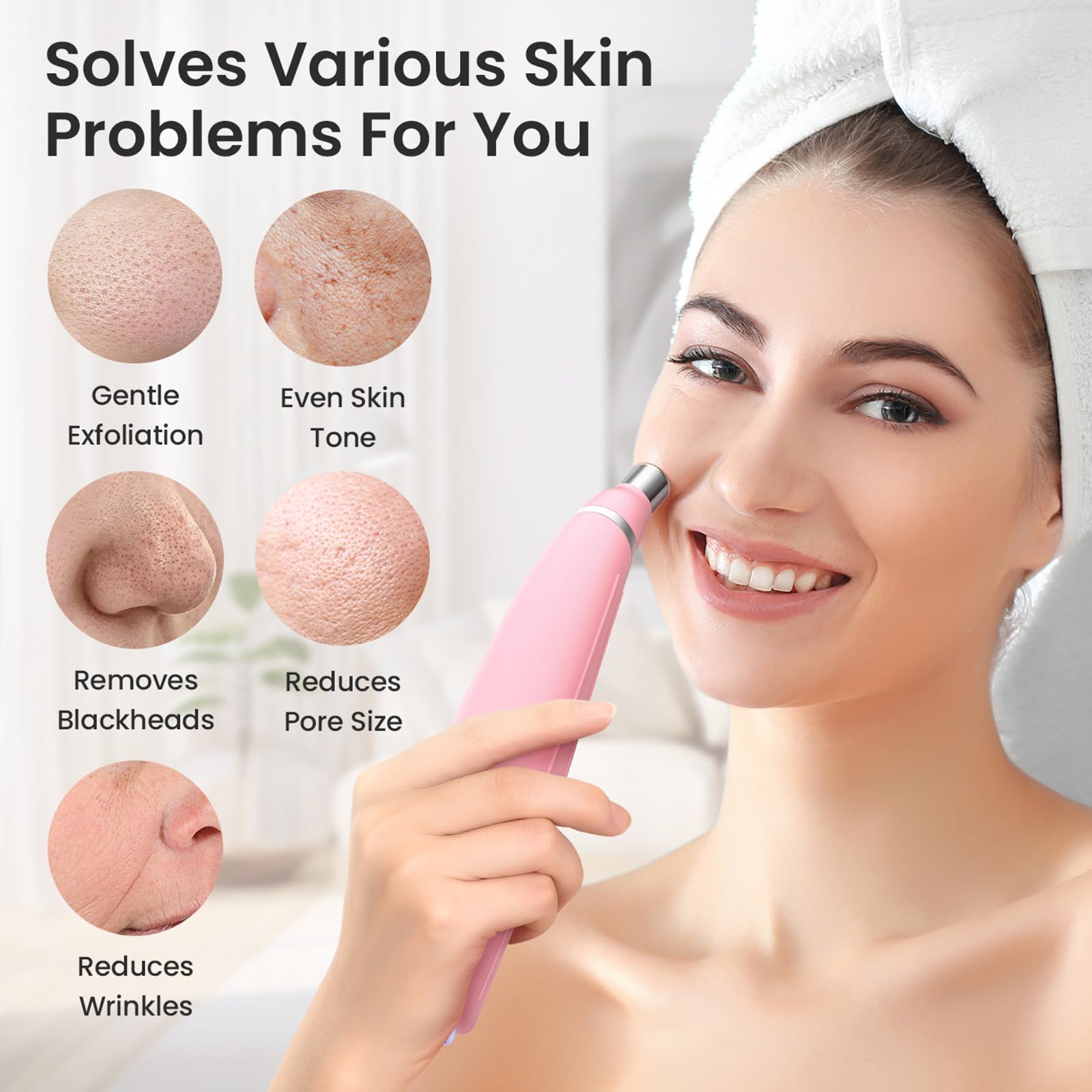 UNOISETION Diamond Microdermabrasion Machine, Rechargeable Cordless Dermabrasion Facial Machine with 3 Levels, Professional Portable Home Travel Microdermabrasion Device