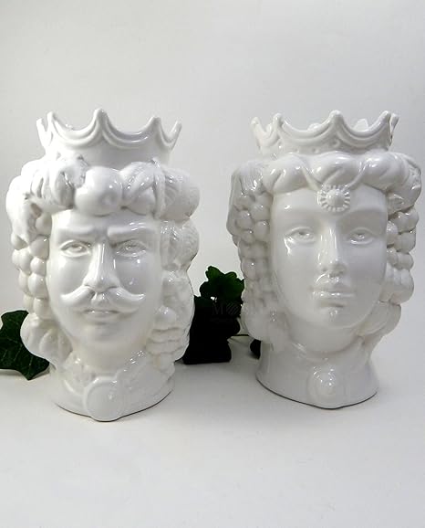 Teste Di Moro Grandi Ceramica Bianca Di Caltagirone Amazon