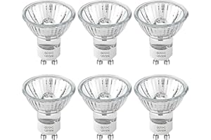 PAEORRORL GU10 Halogen Light Bulbs 50W 120V MR16 Candle Warmer Lamp Bulb with Glass Cover,Dimmable GU10+C Halogen Light Bulbs for Track,Range Hood, Home Decor, Long Lasting Lifespan,Warm White,6 Pack