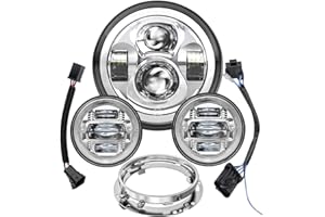 AVOUZ 7 inch Motorcycle LED Headlight 4.5" Fog Passing Lights DOT Kit for Harley Davidson Fat Boy Street Glide Heritage Softail Road King Switchback Electra Glide Ultra Classic CVO Tri Glide Yamaha BMW