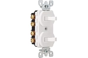 Leviton 15 Amp, 120/277 Volt, Duplex Style Two 3-Way Combination Switch, Commercial Grade, 5243-W, White
