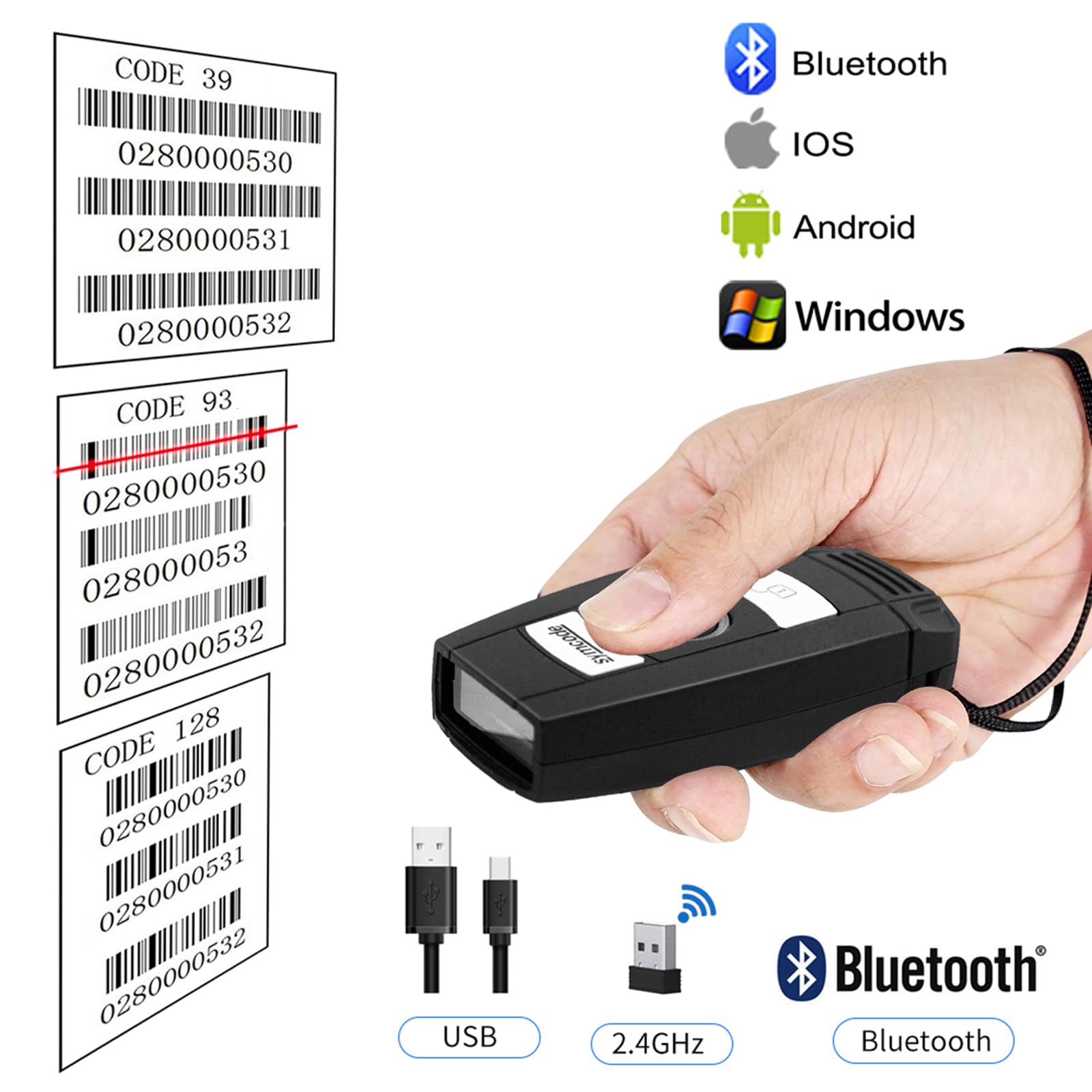 Mua Symcode Bluetooth Barcode Scanner 1D Laser Wireless Barcode Scanner ...