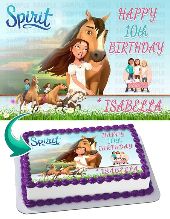 Spirit Riding Free Edible Image Cake Topper Party Personalized 1 4 Sheet Amazon Com Grocery Gourmet Food