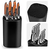 Ninonly Knife Block Without Knives 2 in 1 Universal Square Knife Holder for Kitchen with Scissors Slot Space Saving Detachabl