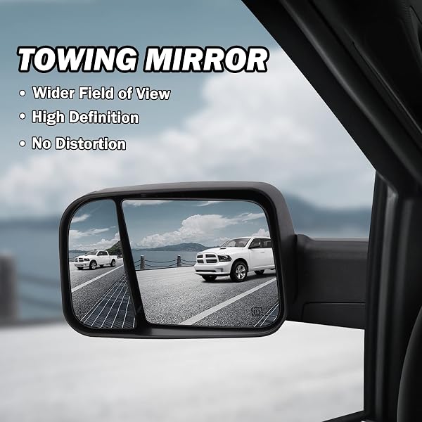 MOFOAP DRIVER SIDE MIRROR COMPATIBLE WITH 2009-2018 DODGE RAM 1500,2010-2018 DODGE RAM 2500 3500,TOW MIRRORS WITH POWER GLASS HEATED TURN SIGNAL LIGHT PUDDLE LAMP(BLACK)
