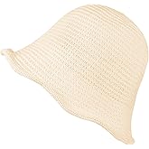 MILAKOO Crochet Bucket Hat Knit Braided Floppy Soild Color Cap for Women Foldable Sun Bowler Hat