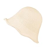 MILAKOO White Cotton and Hemp Knit Bucket Hat