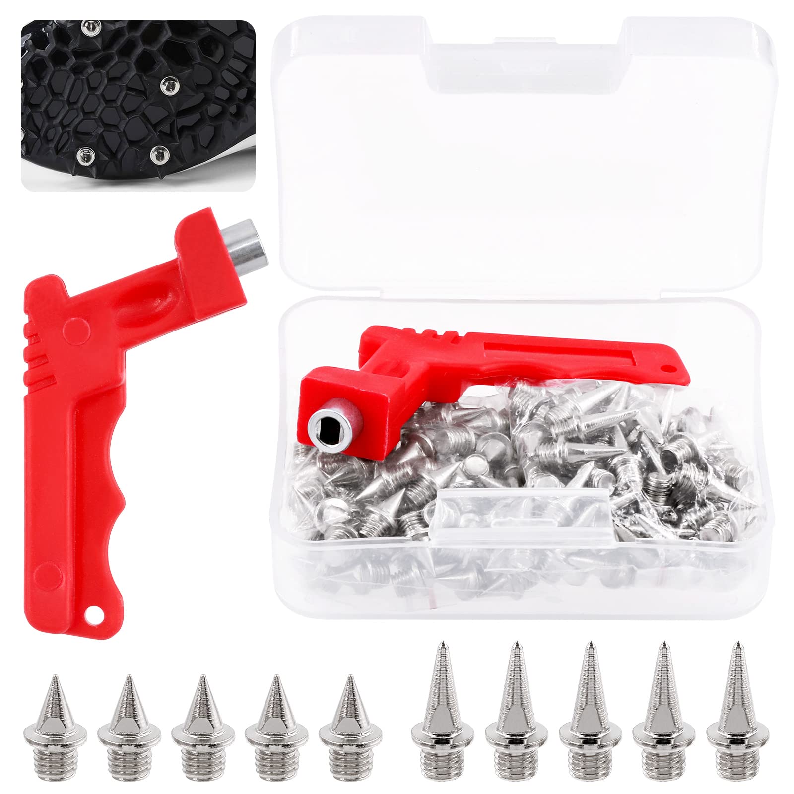 Mardatt 121 Pcs 1/4” and 1/2” Stainless Steel Track and Cross Country Spikes with Spike Wrench, Track Spikes Replacement for Sprint Sports High Jumping Running Shoes