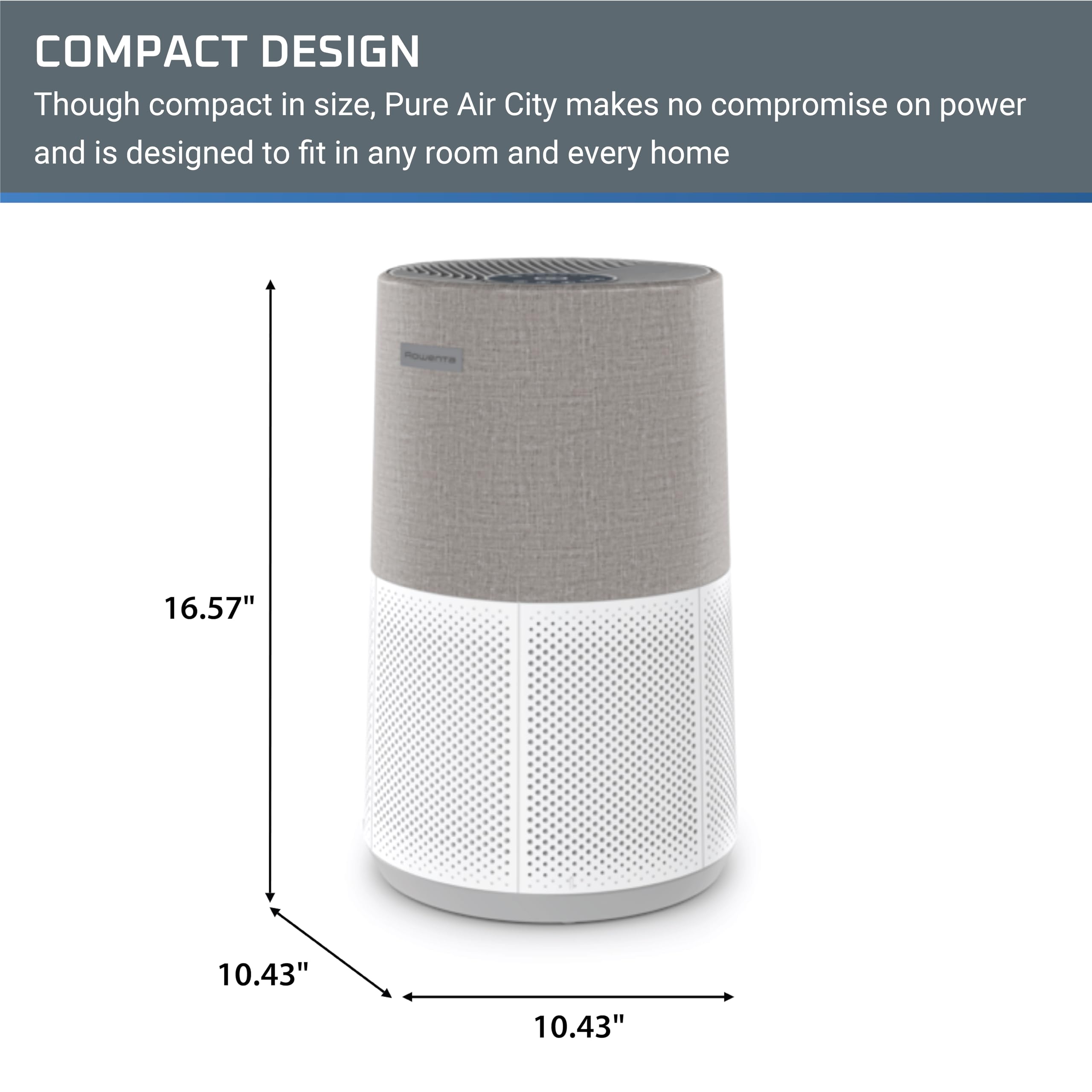 Rowenta Pure Air City Air Purifier 876 Square Foot Room Dust Pet Dander Smoke Mold Pollen Bacteria Virus Allergen, Odor Removal, for Home Office Nursery, HEPA Filter PU2840