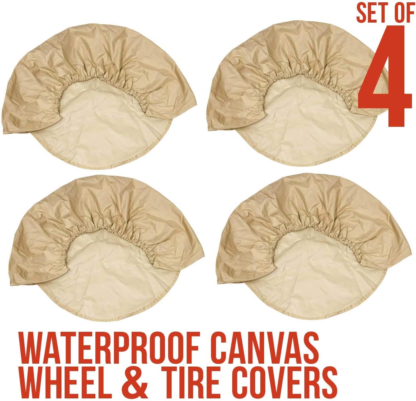 TCP Global Set of 4 Oxford Waterproof Canvas Wheel Tire Covers for RV Auto Truck Car Camper Trailer 27"-29" Diameter: Automotive