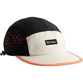 Coal Headwear Provo Performance 5 Panel Cap Hat, UPF 50, Moisture Wicking, Adjustable, Running, Cycling, Hiking - Bone/Nectarine, One Size
