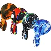 DOCILA 4 Pcs Do Rags Skull Caps for Men Fashion Sweat Wicking Helmet Liner Beanie Breathable Motorcycle Cycling Sports Cap