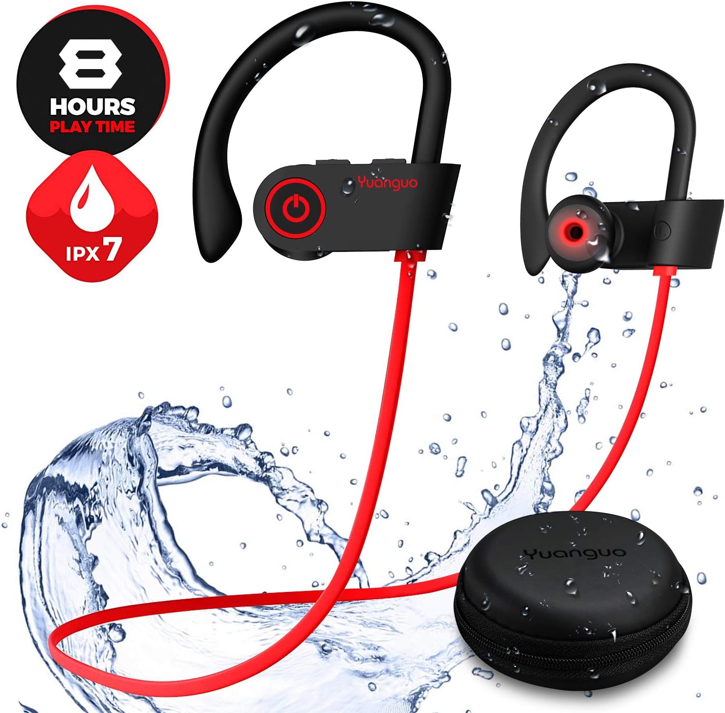 [Designed for Sport] Y2 Bluetooth Headphones, Wireless Headphones Earbuds with Mic, HD Stereo/Upgraded Fitter/Waterproof Sport Workout Running Wireless Bluetooth Earbuds Earphones for Android iPhone