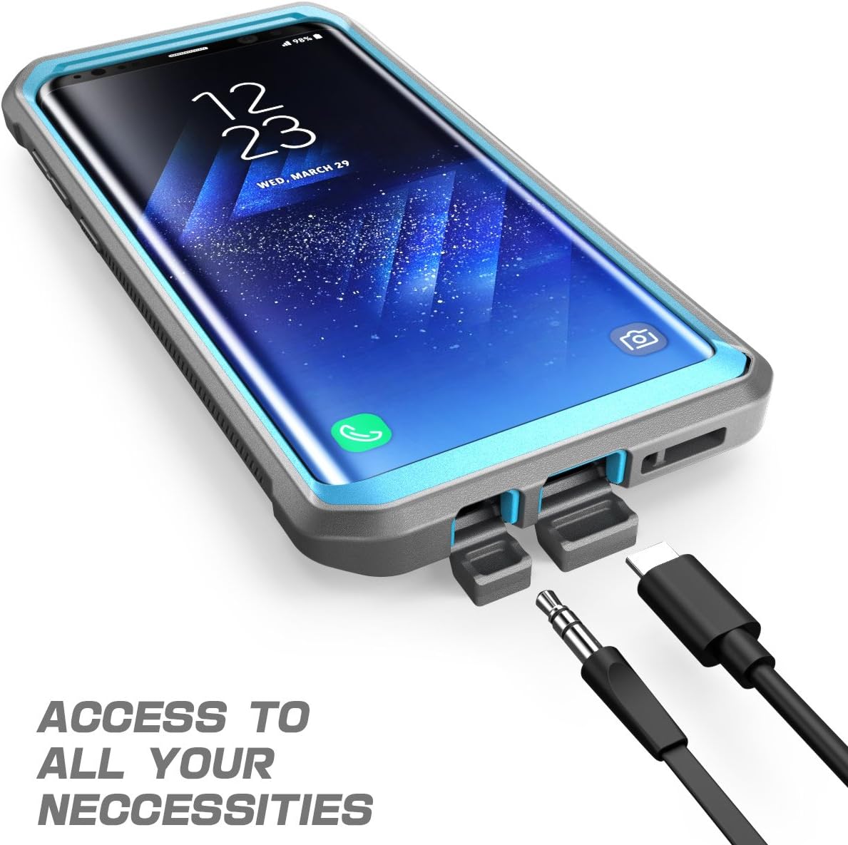 SUPCASE Unicorn Beetle Shield Full-Body Rugged Holster Case for Samsung Galaxy S8, Blue/Black - Image 5