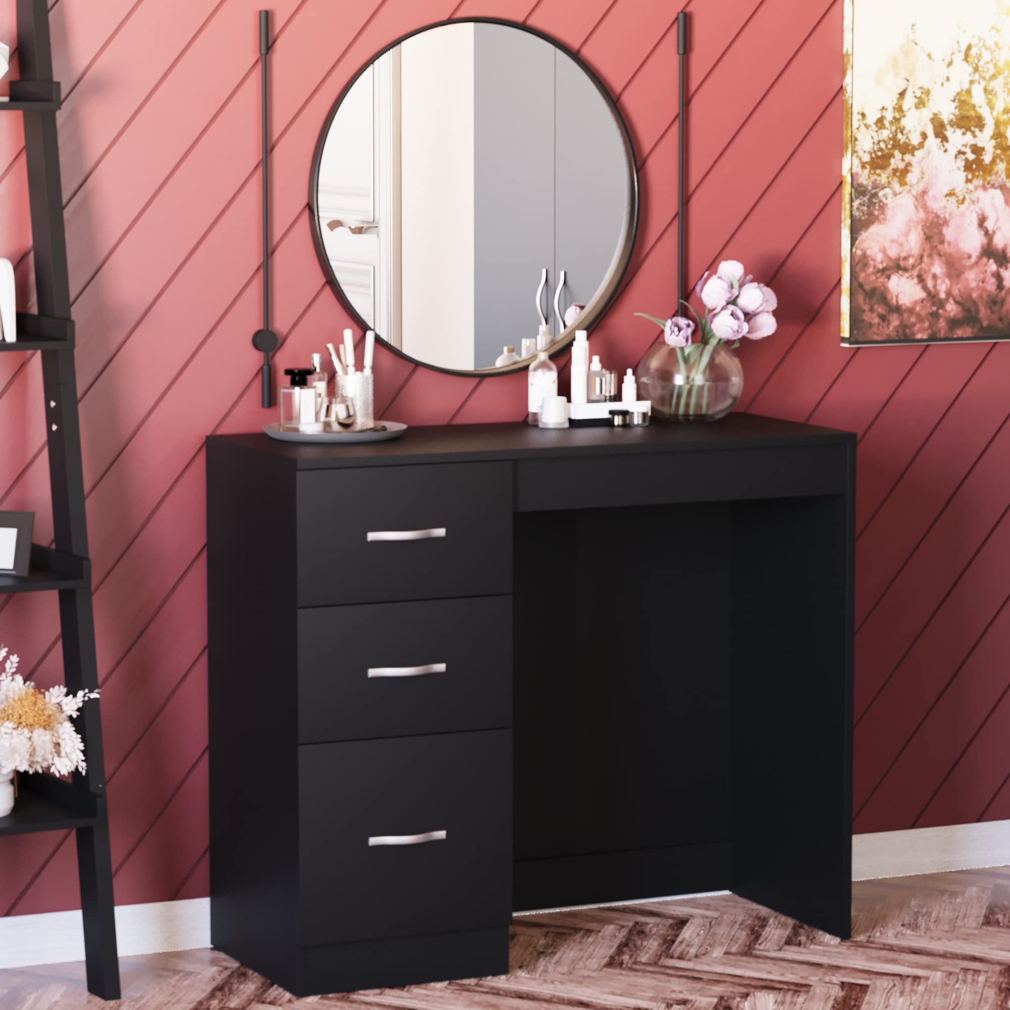 Vida Designs Black Computer Desk 3 Drawer Riano Bedroom Furniture