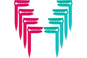 SHIDOW Beach Stakes, Outdoor Towel Anchor Stakes Picnic Mat Clips, Clamps Picnic Blanket Holders, Towel Sand Spikes, Beach Accessories for Vacation (8 PCS Pink, Water Blue)