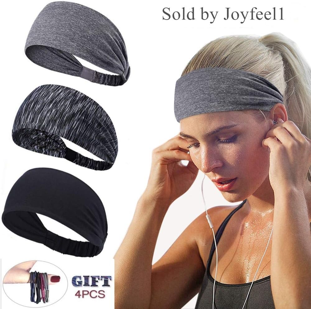 Joyfree Workout Headbands for Women Men Sweatband Yoga Sweat Bands Elastic Wide Headbands for Sports Fitness Exercise Tennis Running Gym Dance Athletic : Sports & Outdoors