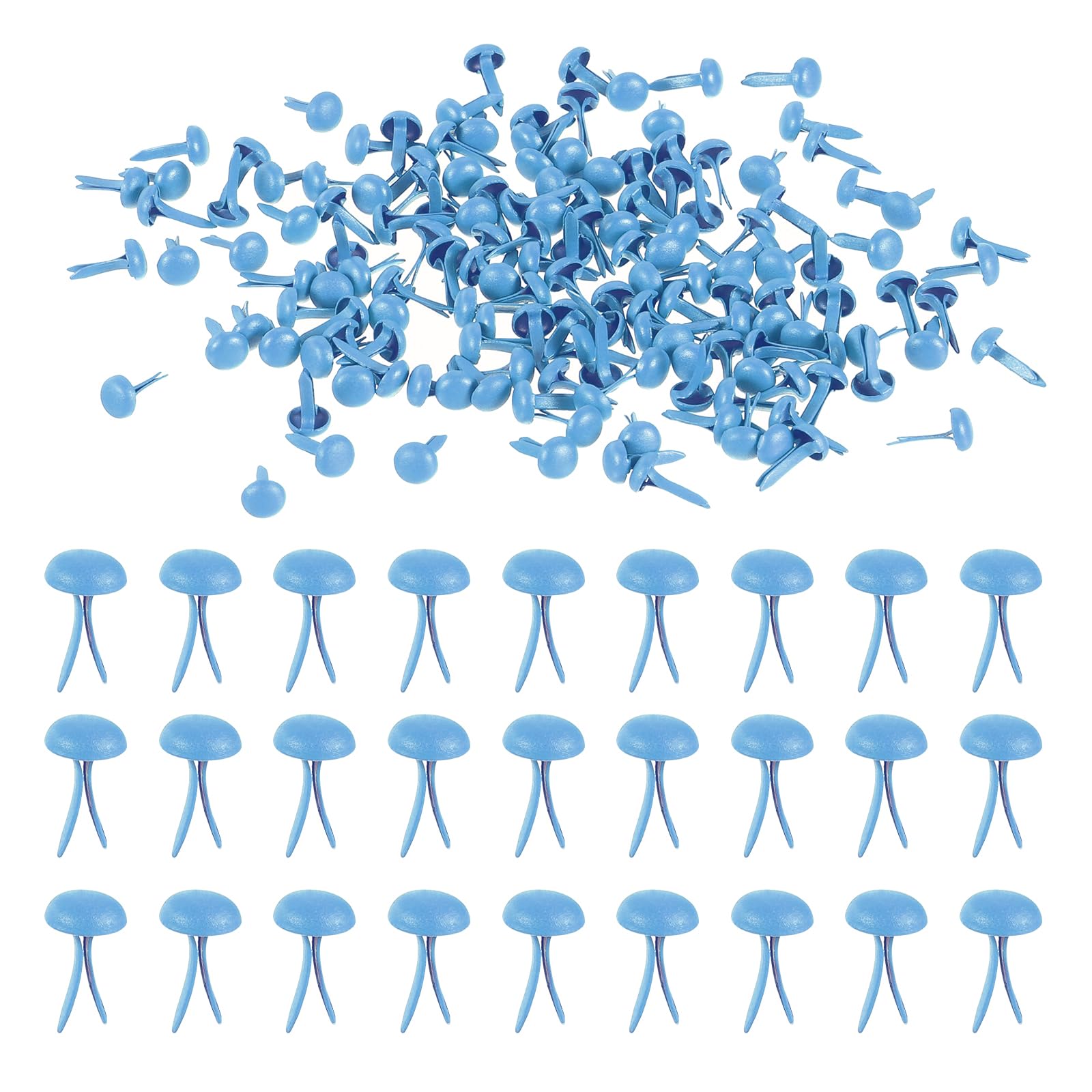 PATIKIL Paper Fasteners, 300 Pcs Mini Metal Round Head Fastener Split Pins for Craft Art Scrapbooking DIY Pins Supplies, Sky Blue 0.3"x0.18"