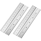 6 Inch Machinist Ruler, 4-Pack Stainless Steel Precision Scale Ruler with Inch/Metric Etched Markings, Dual Side Measuring Rule for Engineers, Drafting, Woodworking