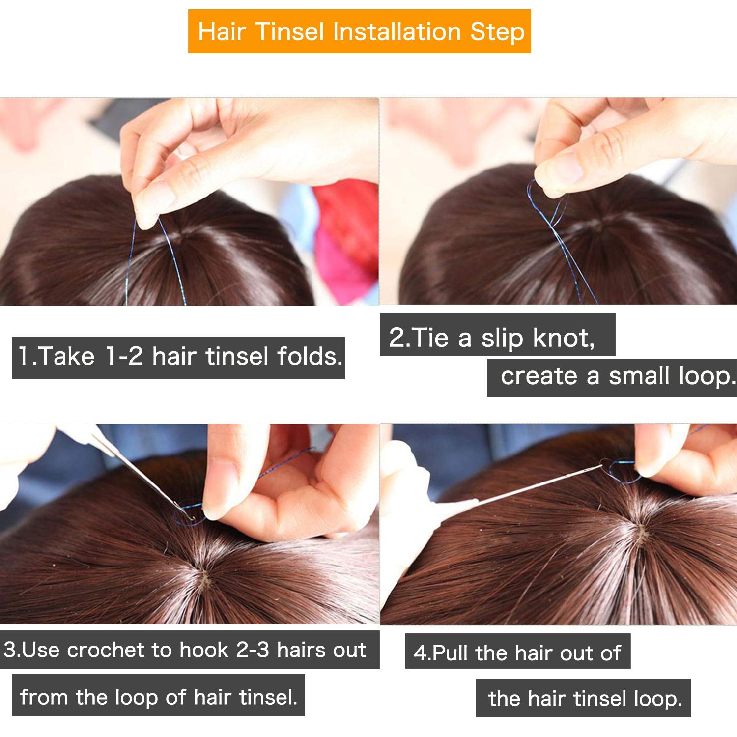 Amazon Com 48 Hair Tinsel 12 Colors 3600 Strands Sparkling