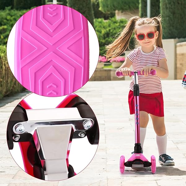 3 WHEEL SCOOTER FOR KIDS AGES 6-12,KIDS SCOOTER WITH LIGHT UP WHEELS, STURDY DECK DESIGN, AND 4 HEIGHT ADJUSTABLE SUITABLE FOR KID AGES 3-12