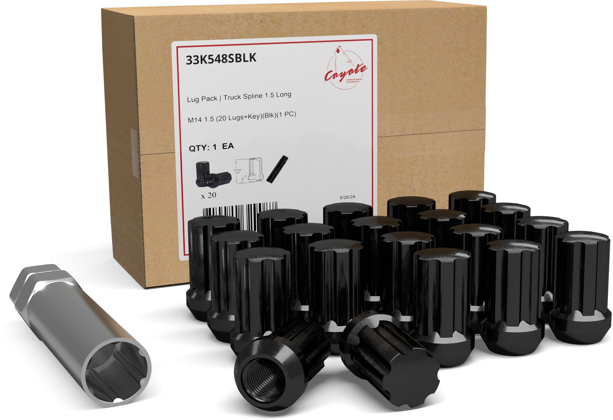 SPDZ1 14x1.5 Thin Wall Closed-End Lug Nuts with Installation Socket