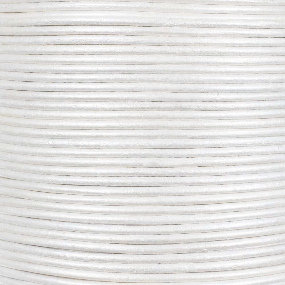25 Yards of Solid Round 2mm Pearl White Real and Genuine Leather Cord for use as Braiding String (2mm, Pearl White) — image 1