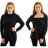 Inspired Comforts Women's Chemo Port Access Long Sleeve Shirt with Dual Zip Access