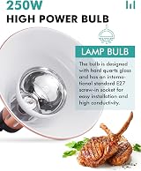 YJINGRUI Commercial Food Heat Lamp 250W Infrared Warmer Adjustable Height view 2