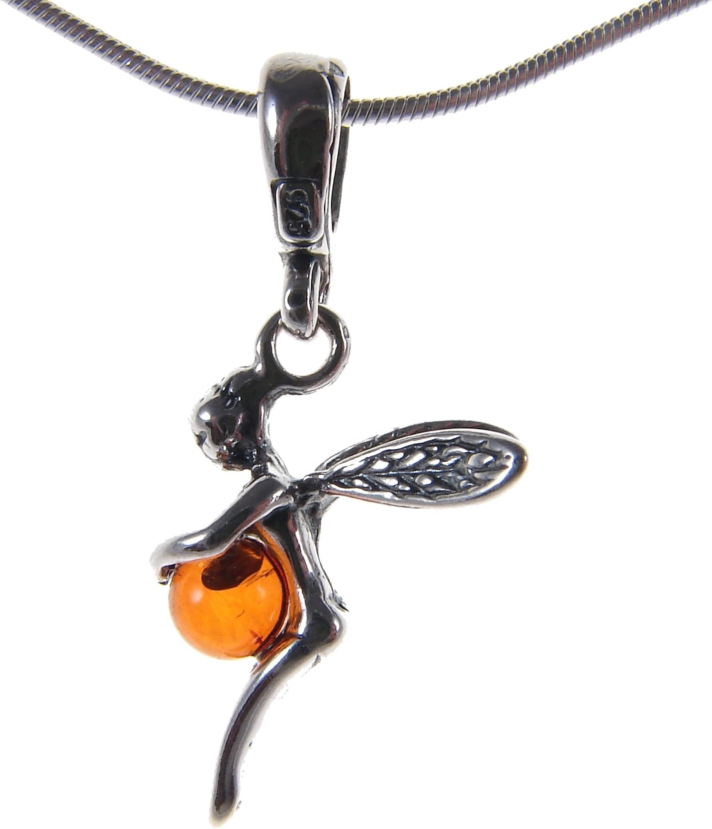 Baltic amber and sterling silver 925 fairy ball pendant (no chain)