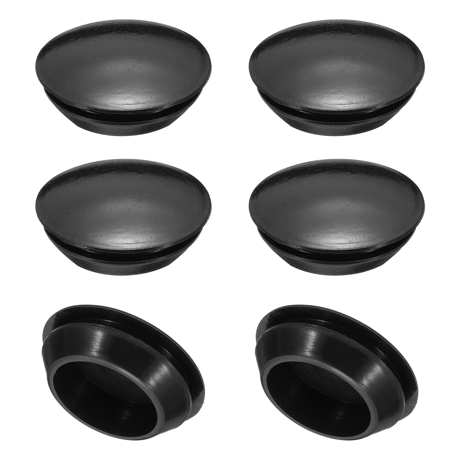 PATIKIL 30mm Diameter Silicone Round Snap, 6 Pcs in Type Locking Furniture Hole Plug Button Protective Cover Cap Head Fit for 2.5-30mm Hole for Seal Bulkhead Cylinder Hole, Black