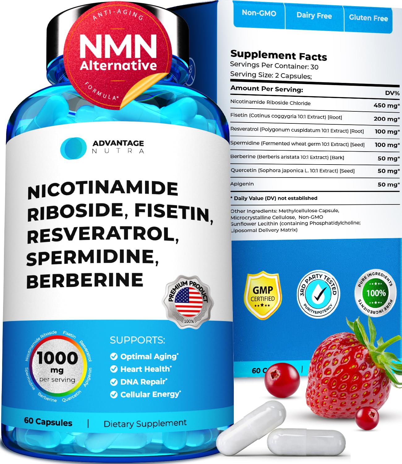 Nicotinamide Riboside Fisetin Resveratrol Spermidine Berberine