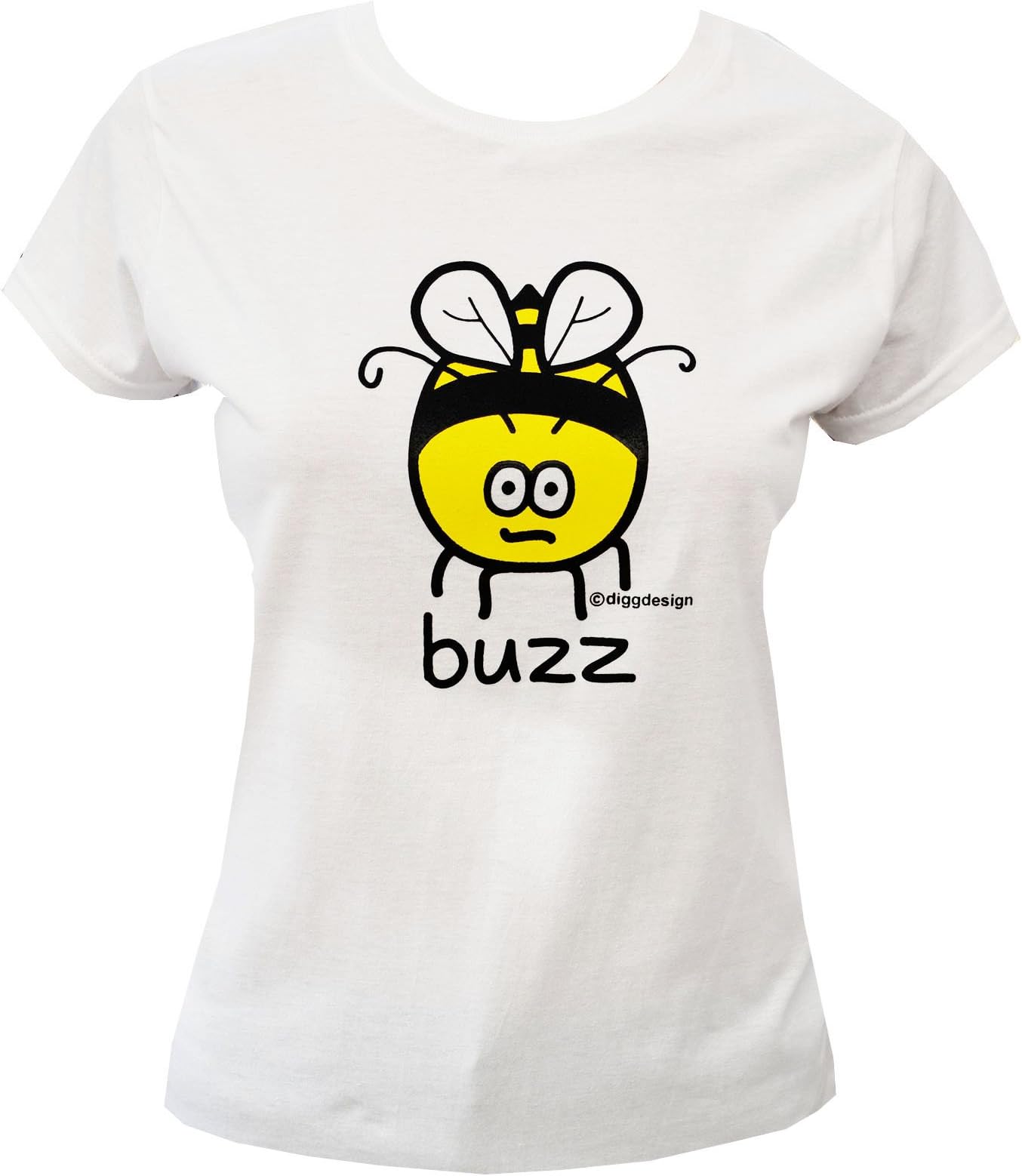 Red Dog Wear Womens buzzz 'bee' White Cotton T.Shirt