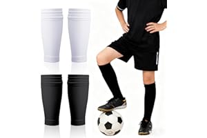 Guiqulai 2 Pair Soccer Shin Pads, Football Shin Guard Socks Sleeves for Kids Youth Breathable Football Guard Covers Soccer Le